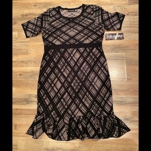 Nina Leonard Black and Cream Midi Dress